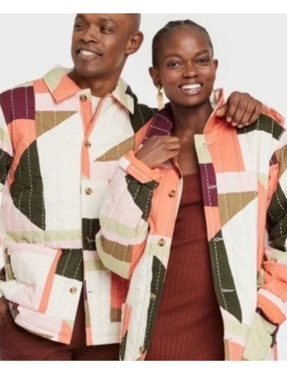 Gee's Bend x Target Black History Month Quilted Jacket Cream Orange purple L